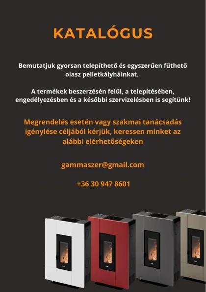 Levegős pelletkályhák – teljes katalógus – borító